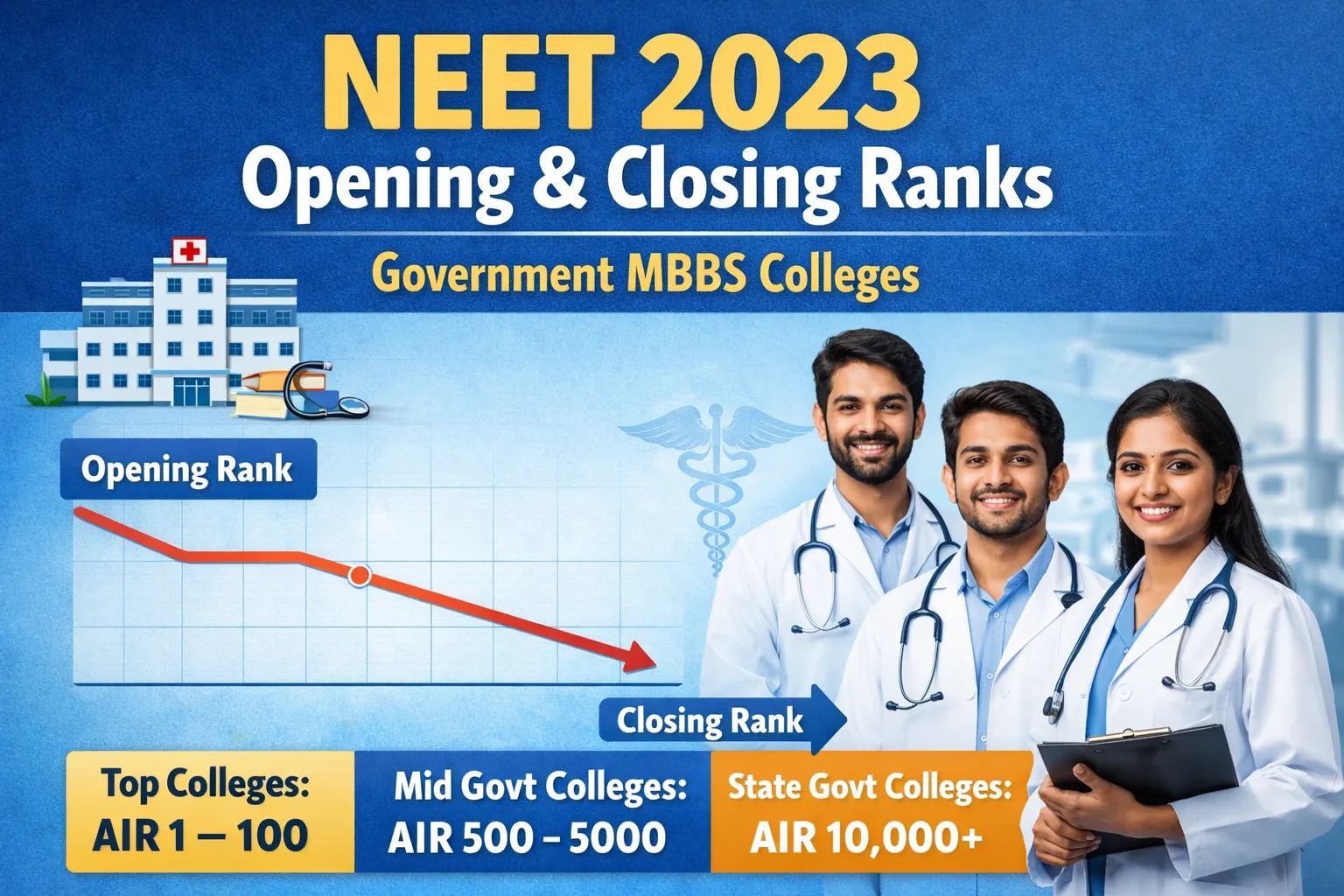 NEET 2023 Opening and Closing Ranks for Government MBBS Seats